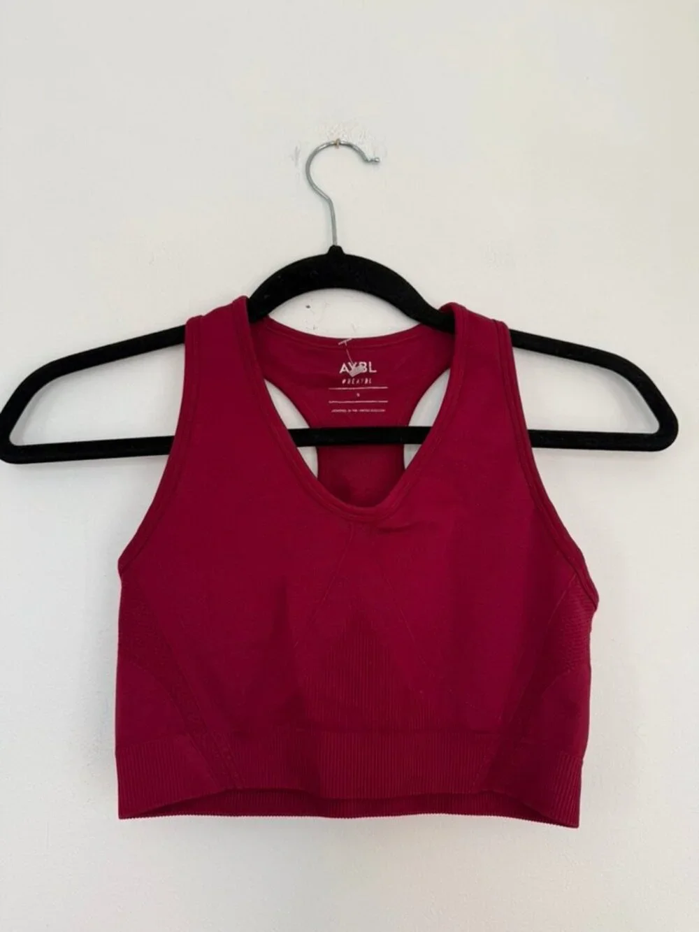 AYBL Seamless Sports Bra Red Racerback Activewear Gym Top Size S - Picture 2 of 5